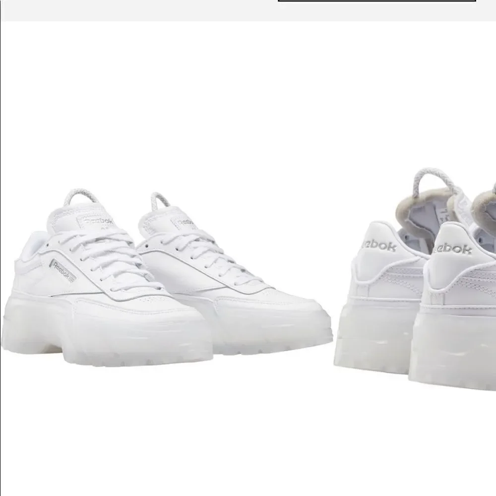 Cardi B X Reebok Kids leather platform sneaker in white  size 7 , NIB